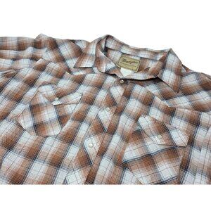 Wrangler Men's Western Plaid Short‎ Sleeve Shirt Size XXL Cotton Pearl Snap
